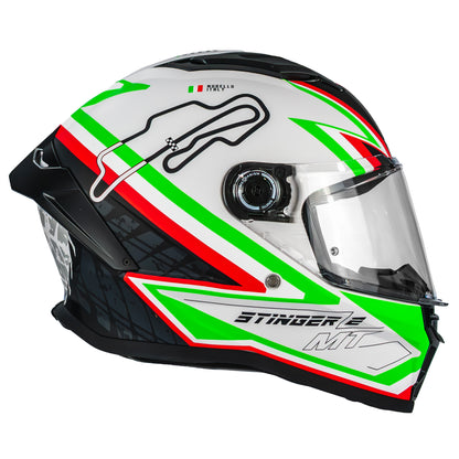 CASCO MT STINGER 2 GRAND PRIX A6 BLANCO/VERDE | SKU: 1334B71062-#