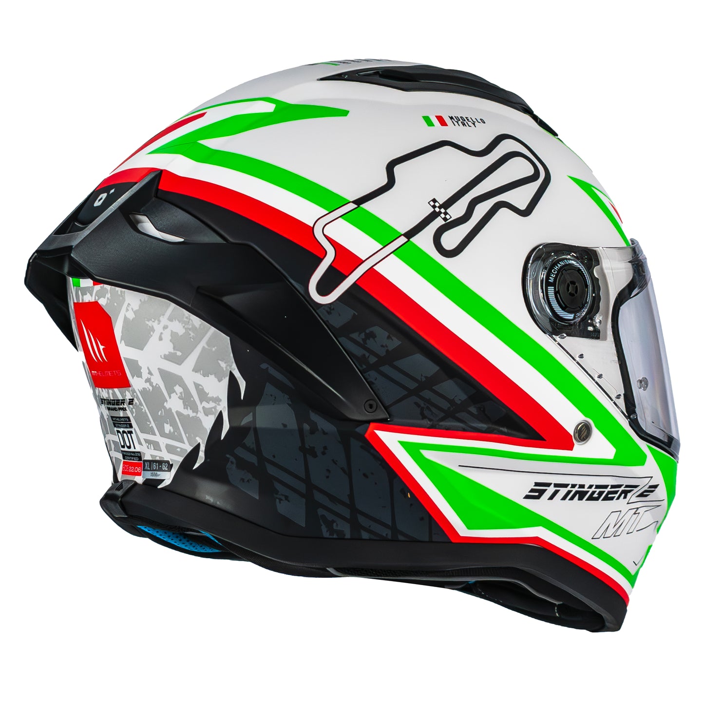 CASCO MT STINGER 2 GRAND PRIX A6 BLANCO/VERDE | SKU: 1334B71062-#