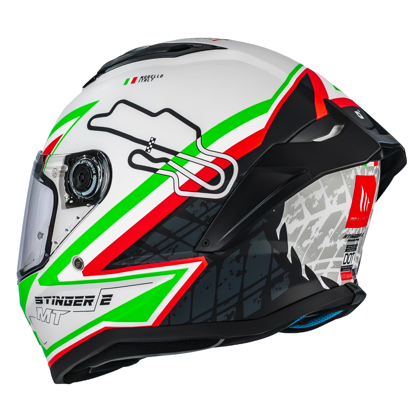 CASCO MT STINGER 2 GRAND PRIX A6 BLANCO/VERDE | SKU: 1334B71062-#