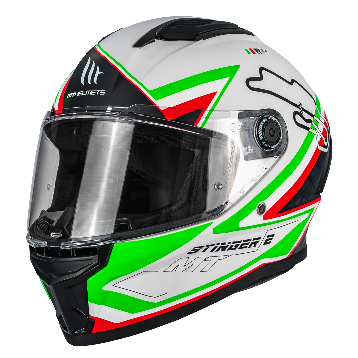 CASCO MT STINGER 2 GRAND PRIX A6 BLANCO/VERDE | SKU: 1334B71062-#