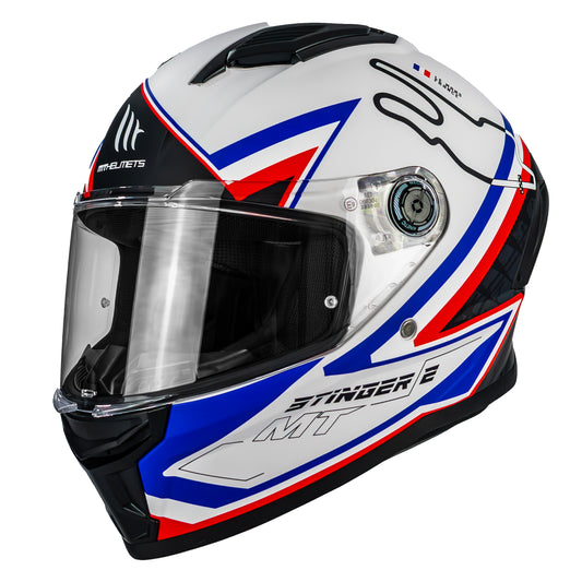 CASCO MT STINGER 2 GRAND PRIX A7 BLANCO/AZUL | SKU: 1334B71072-#