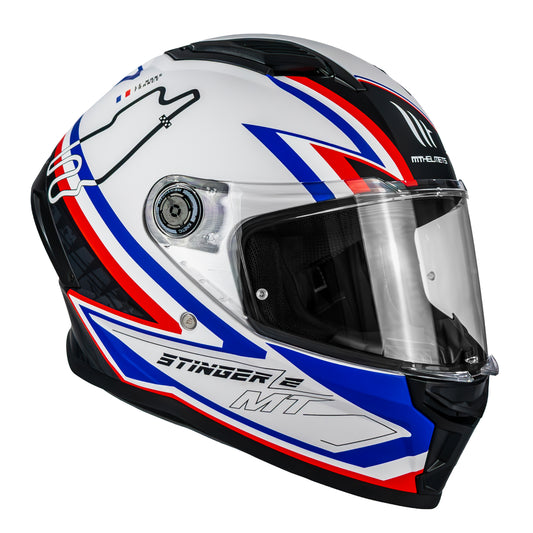CASCO MT STINGER 2 GRAND PRIX A7 BLANCO/AZUL | SKU: 1334B71072-#