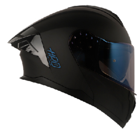 CASCO HRO 3480DV EVO SOLID NEGRO VISOR AZUL SPOILER AZUL | SKU:H3480EVSOAZAZ-#