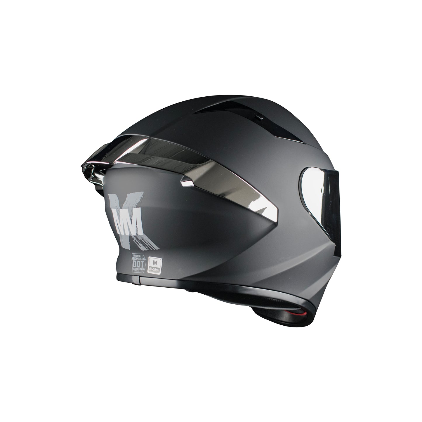 CASCO IMMORTALE KALIUM NEGRO MATE CON ALERON PLATA VISOR PLATA | SKU: IMKALINEPL-#