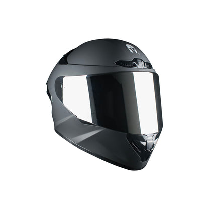 CASCO IMMORTALE KALIUM NEGRO MATE CON ALERON PLATA VISOR PLATA | SKU: IMKALINEPL-#